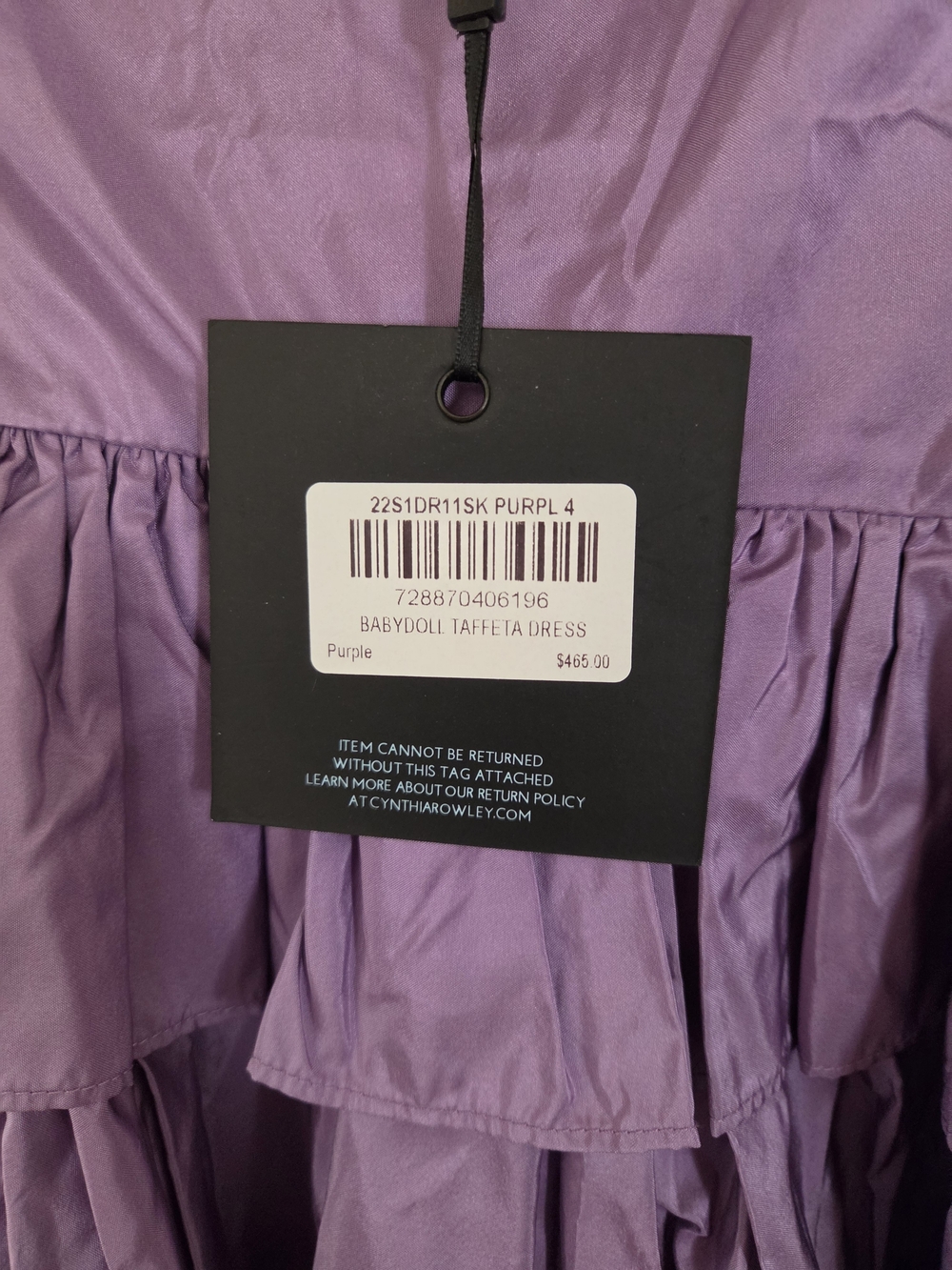 Cynthia Rowley Lavender Ruffle-Tiered Spaghetti Strap Dress - Picture 8 of 8
